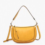 Jen & Co Sierra Structured Shoulder Bag w/ Whipstitch Detail in Mustard