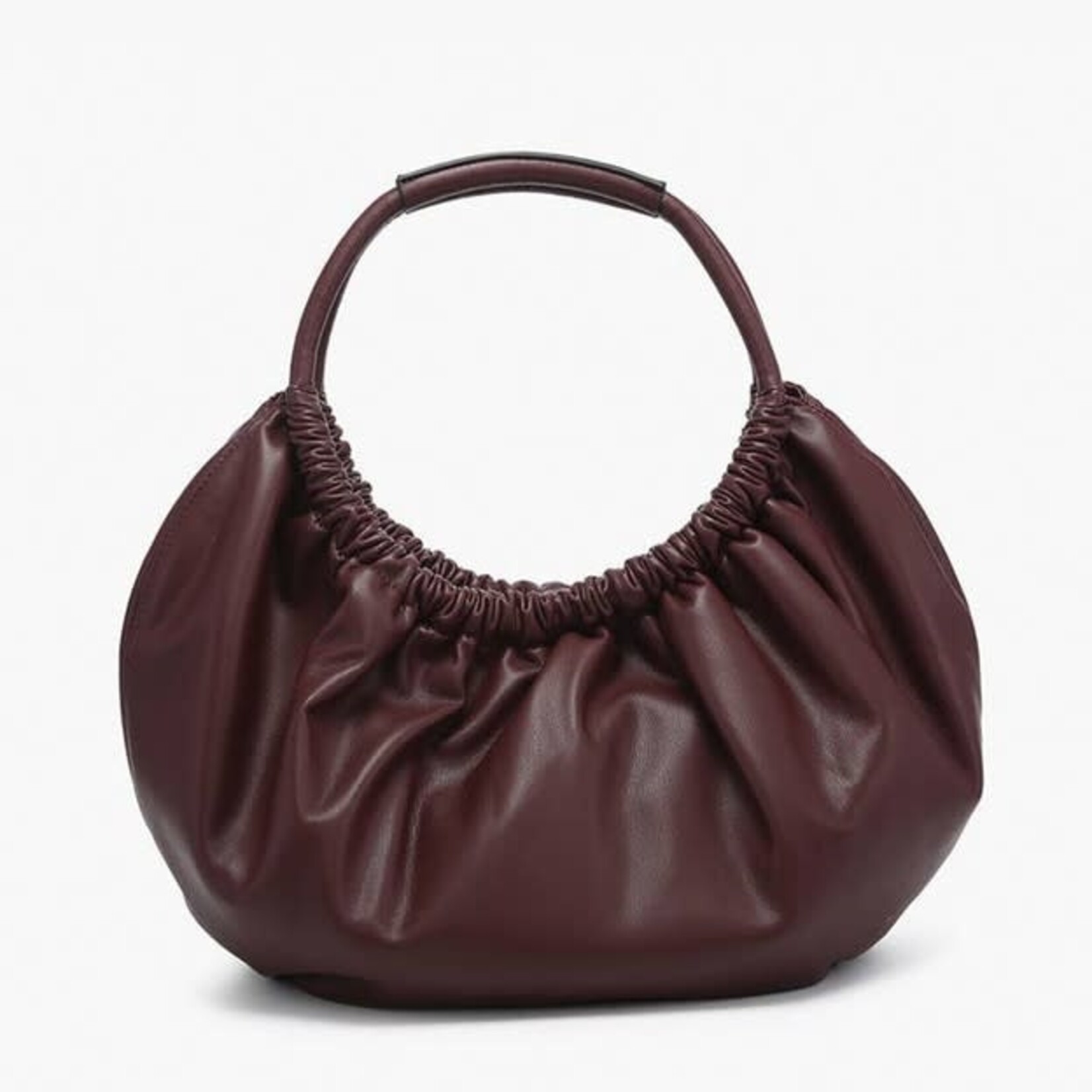 Jen & Co Lena Ruched Shoulder Bag w/ Round Handle in Merlot