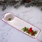 Audrey's Ceramic Tray with Dip Bowl - Cardinal and Holly (Pc)