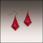 Illustrated Light Modern Red Wavy Floral Dangle Earrings