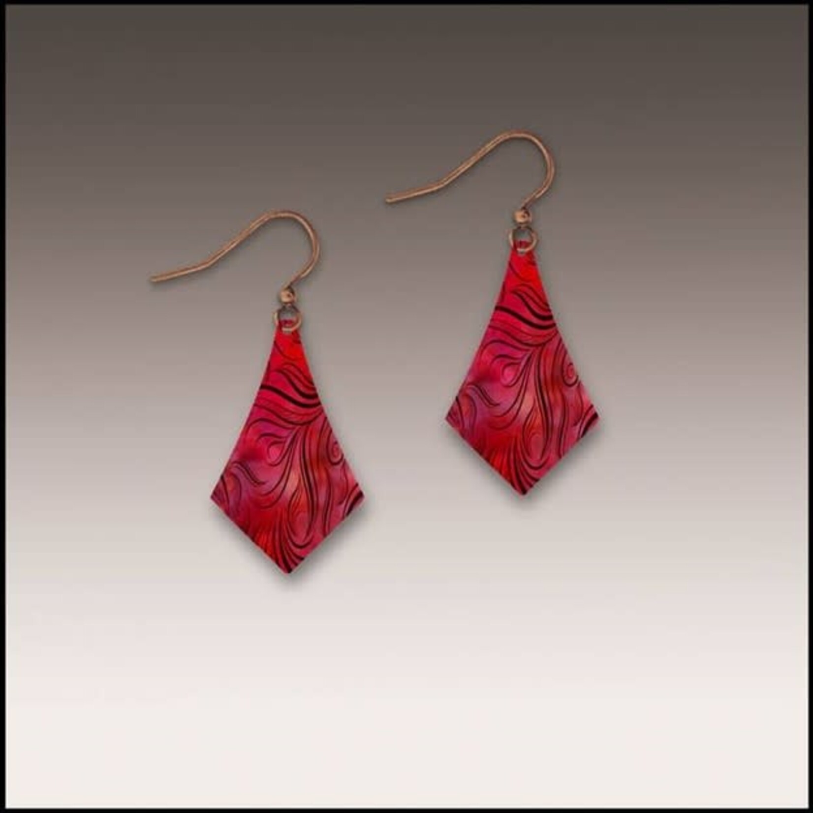 Illustrated Light Modern Red Wavy Floral Dangle Earrings