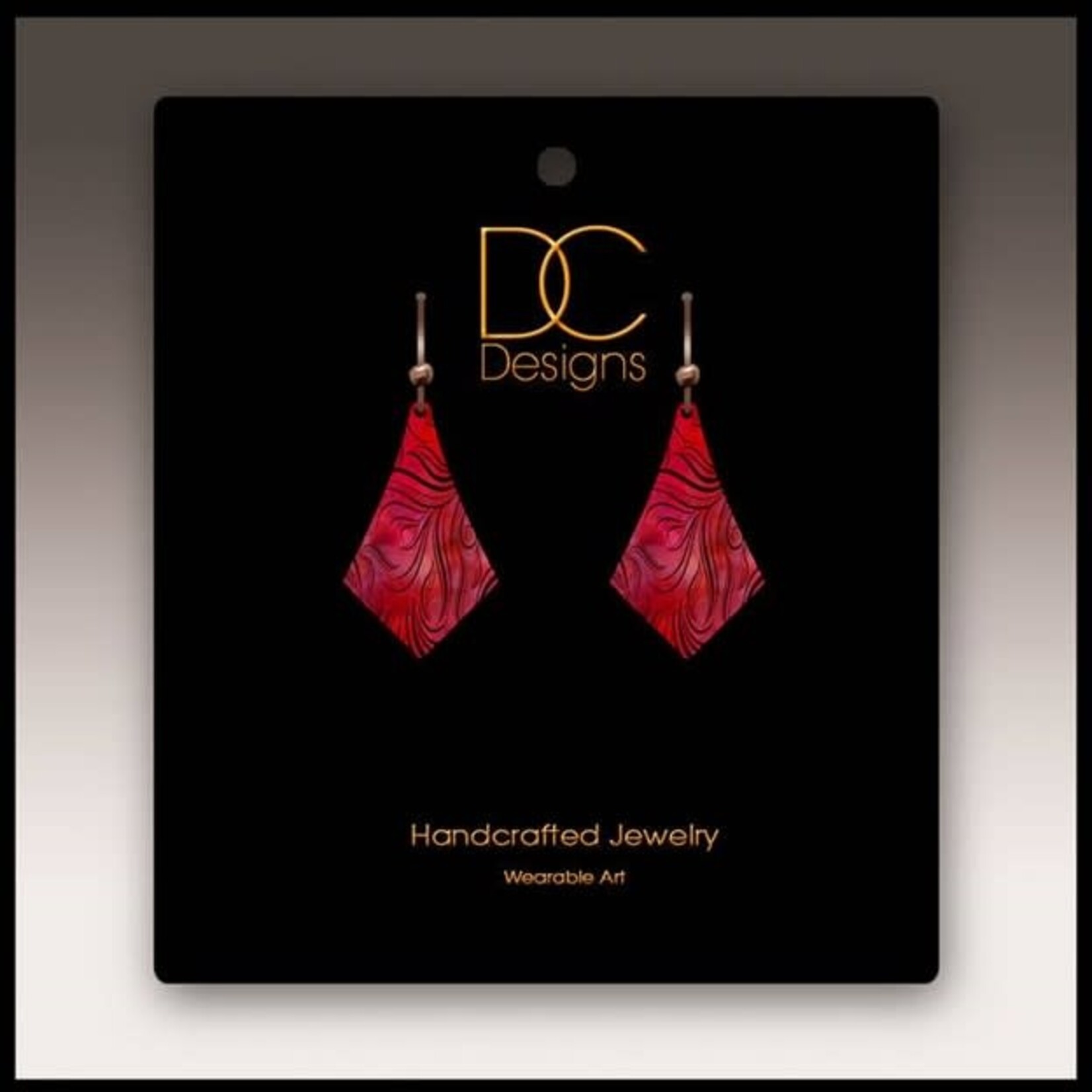 Illustrated Light Modern Red Wavy Floral Dangle Earrings