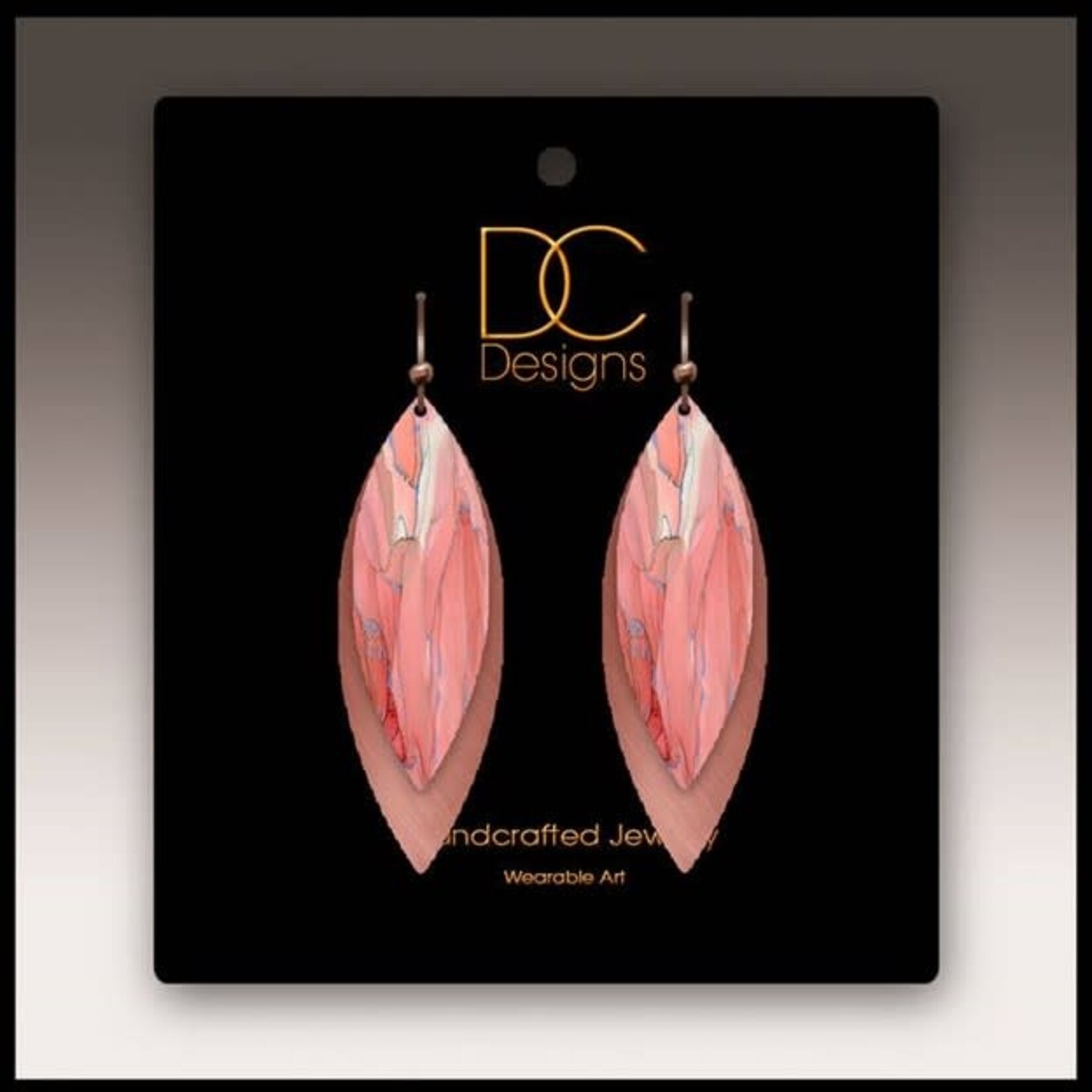Illustrated Light Coral Shimmer Multilayer Point Earrings