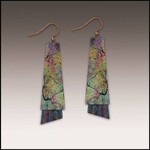 Illustrated Light Pink Night Branches Flutter Multilayer Earrings