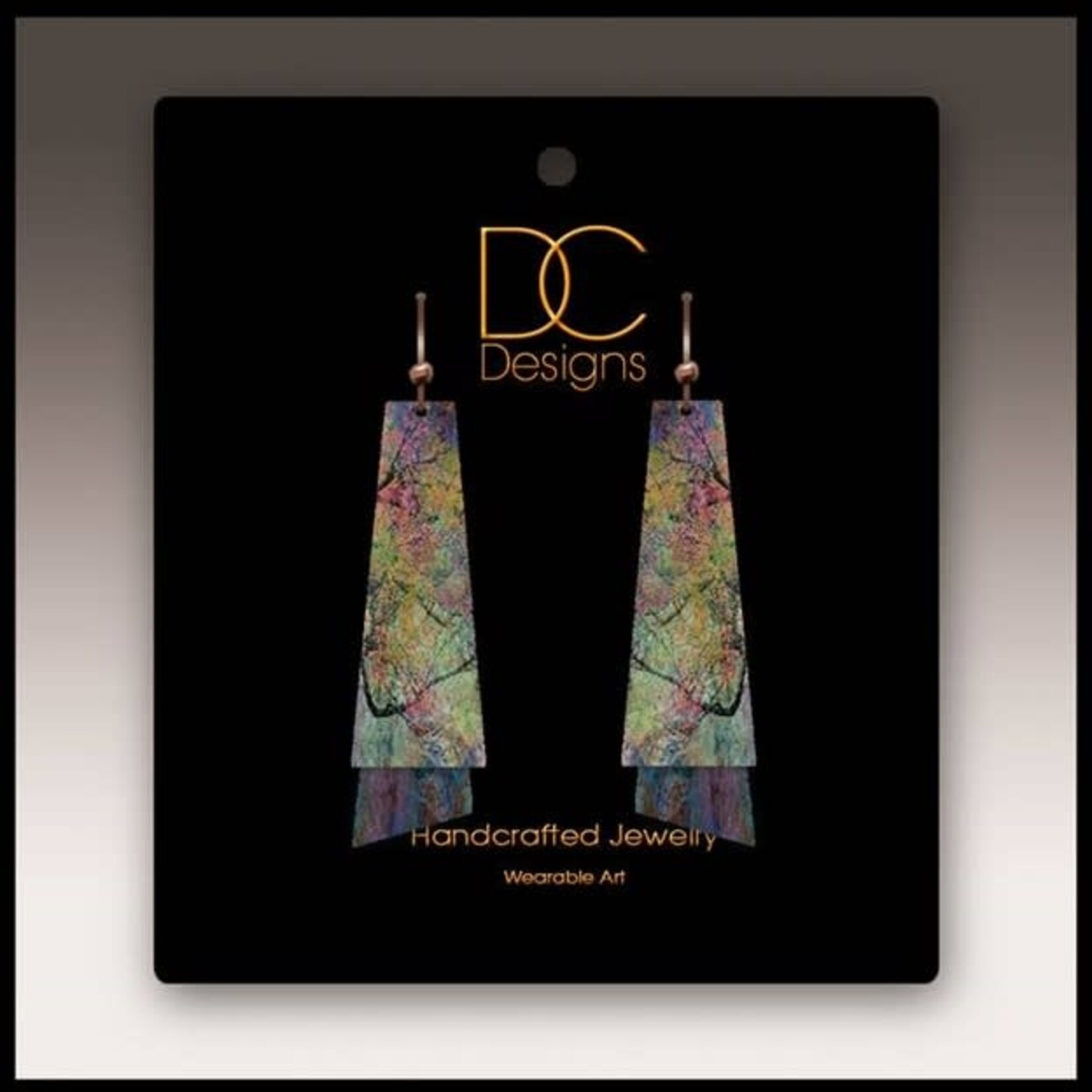 Illustrated Light Pink Night Branches Flutter Multilayer Earrings