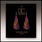 Illustrated Light Purple Foliage Nature Triangle Drop Handmade Earrings