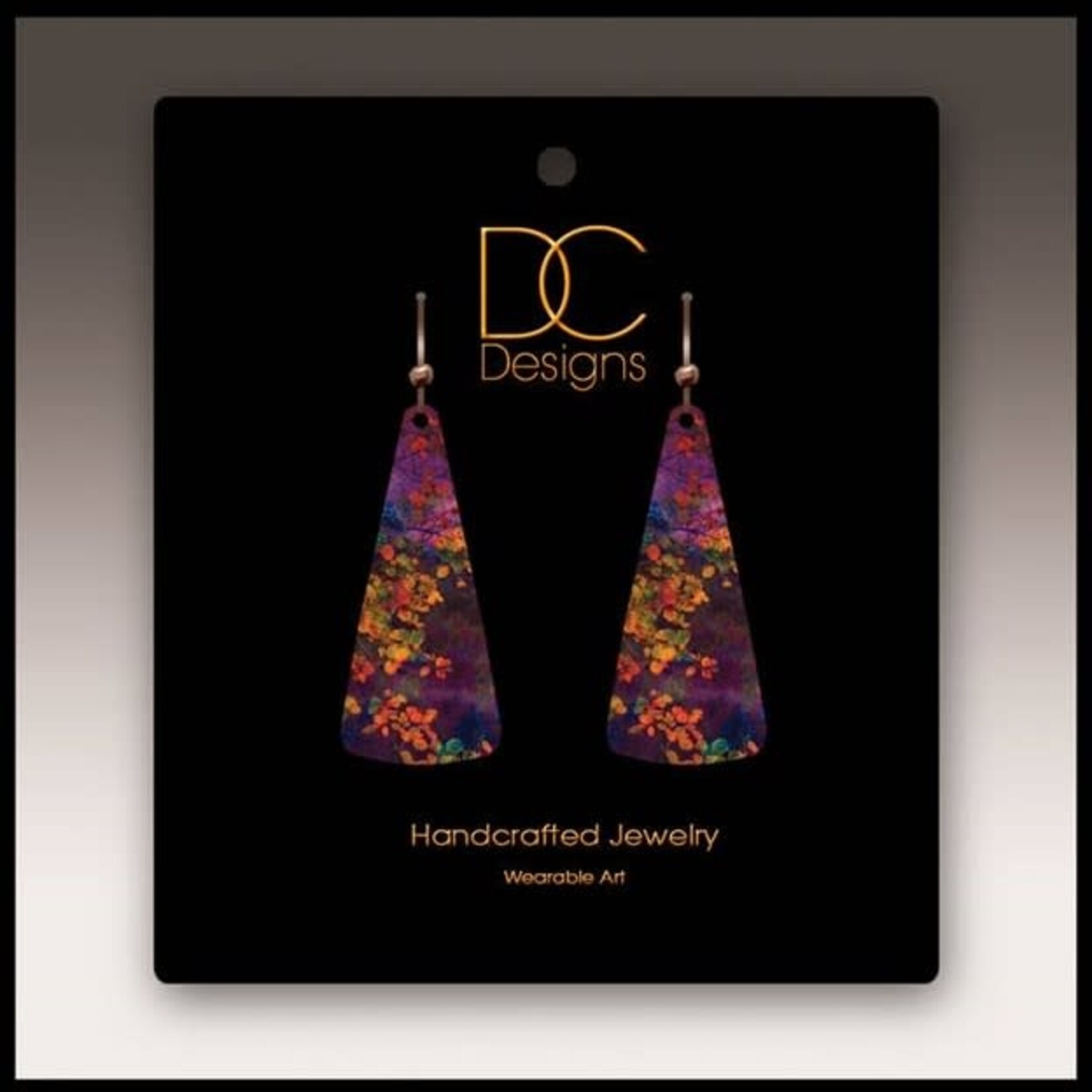 Illustrated Light Purple Foliage Nature Triangle Drop Handmade Earrings