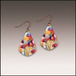Illustrated Light Festive Multicolor Floral Short Drop Handmade Earrings