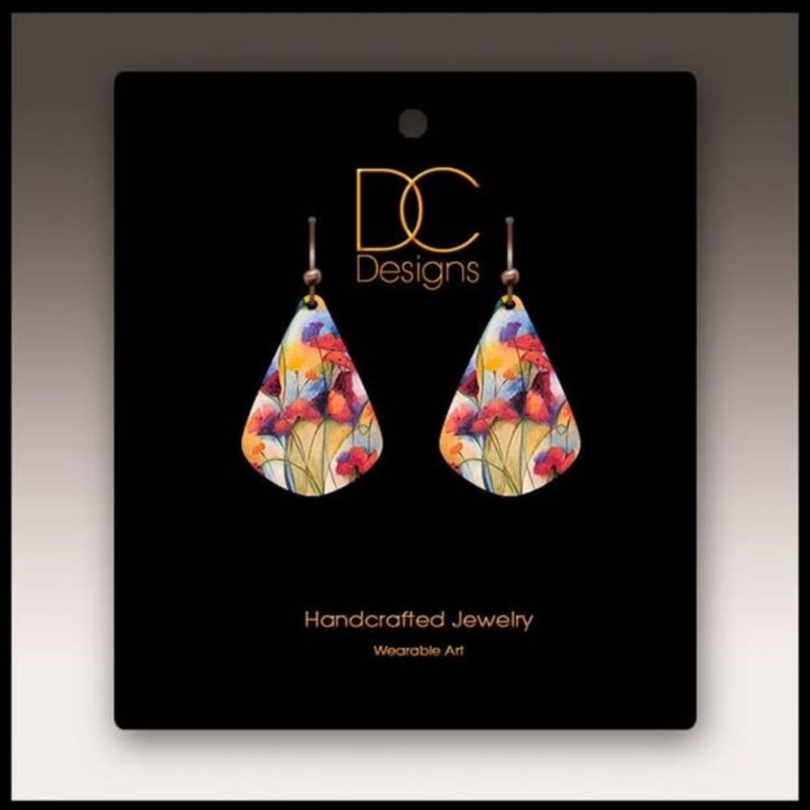 Illustrated Light Festive Multicolor Floral Short Drop Handmade Earrings