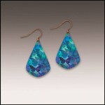Illustrated Light Blue Butterfly Pattern Short Drop Handmade Earrings