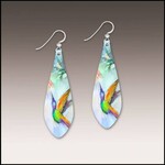 Illustrated Light Hummingbird Fine Art Long Drop Handmade Earrings