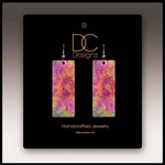 Illustrated Light Tie Dye Abstract Floral Rectangle Earrings
