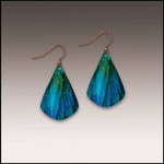 Illustrated Light Blue Nature Abstract Short Drop Handmade Earrings