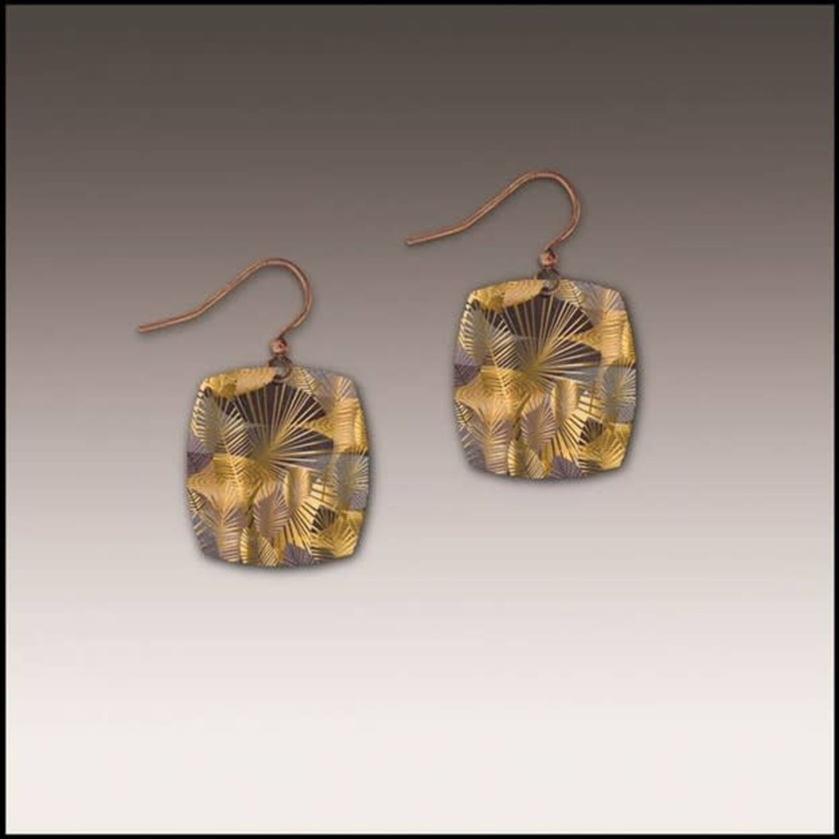 Illustrated Light Cocoa Foliage Abstract Button Drop Handmade Earrings
