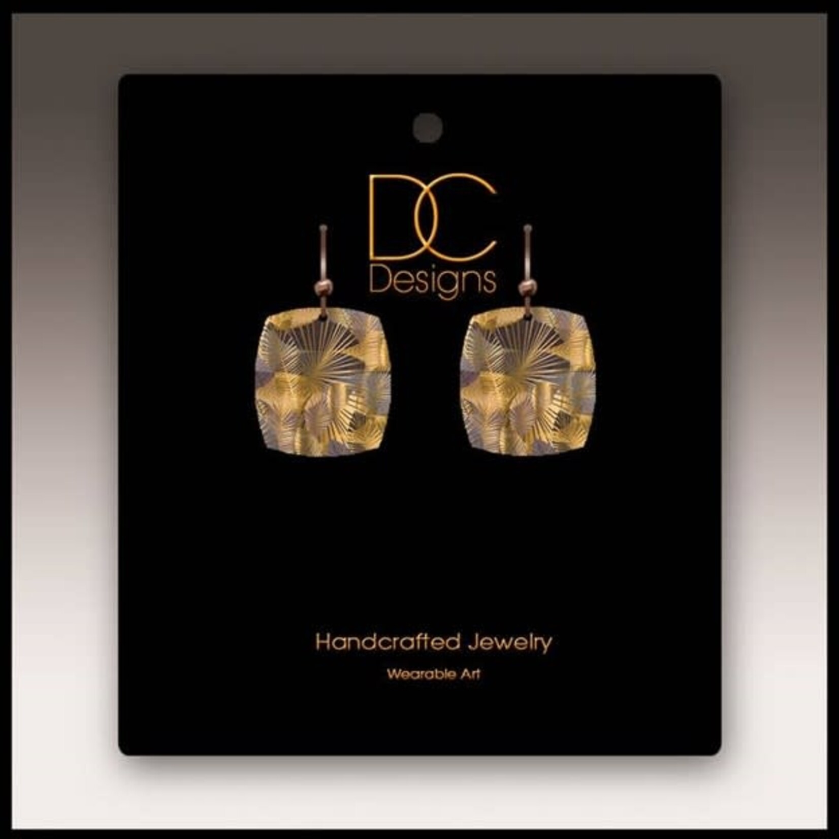 Illustrated Light Cocoa Foliage Abstract Button Drop Handmade Earrings