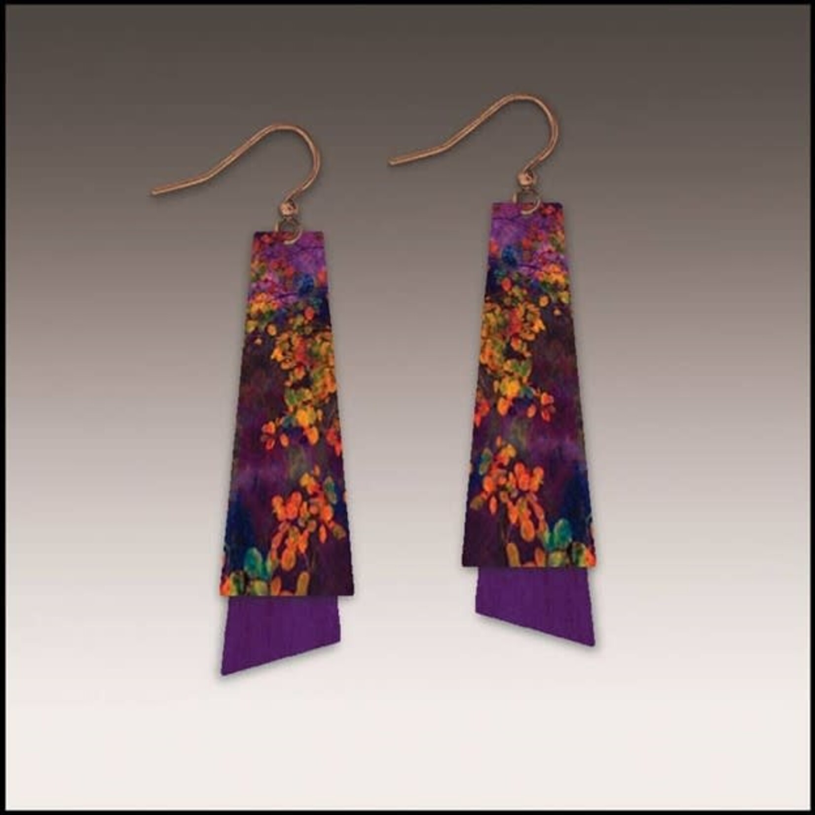 Illustrated Light Purple Foliage Nature Flutter Multilayer Earrings