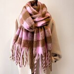 Winter Plaid Long Warm Scarf in Coffee