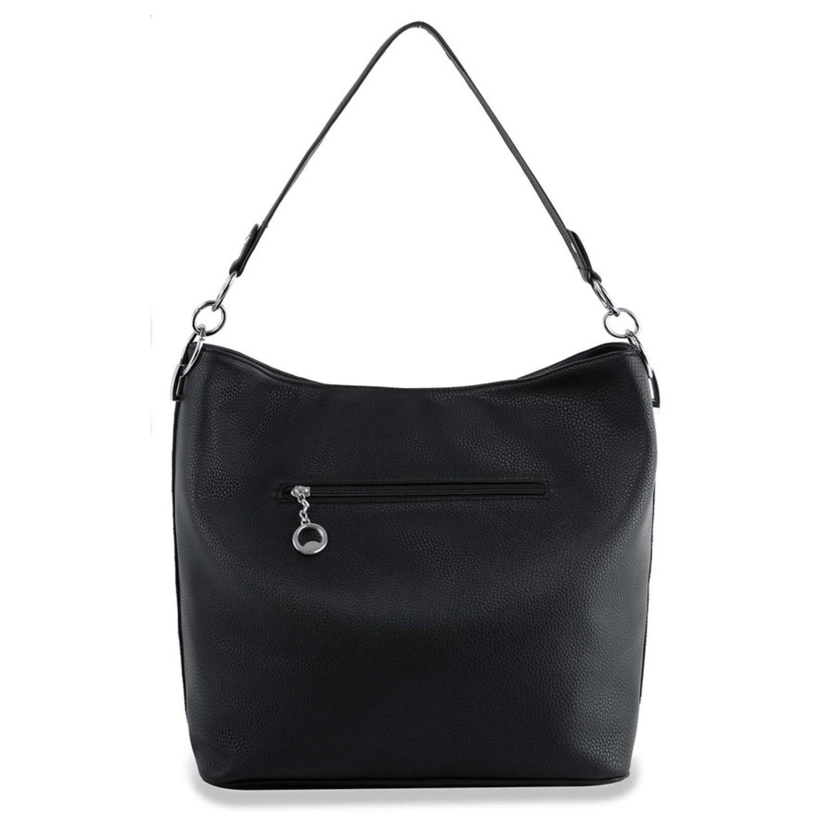 Floral Rhinstone Hobo Handbag - Black