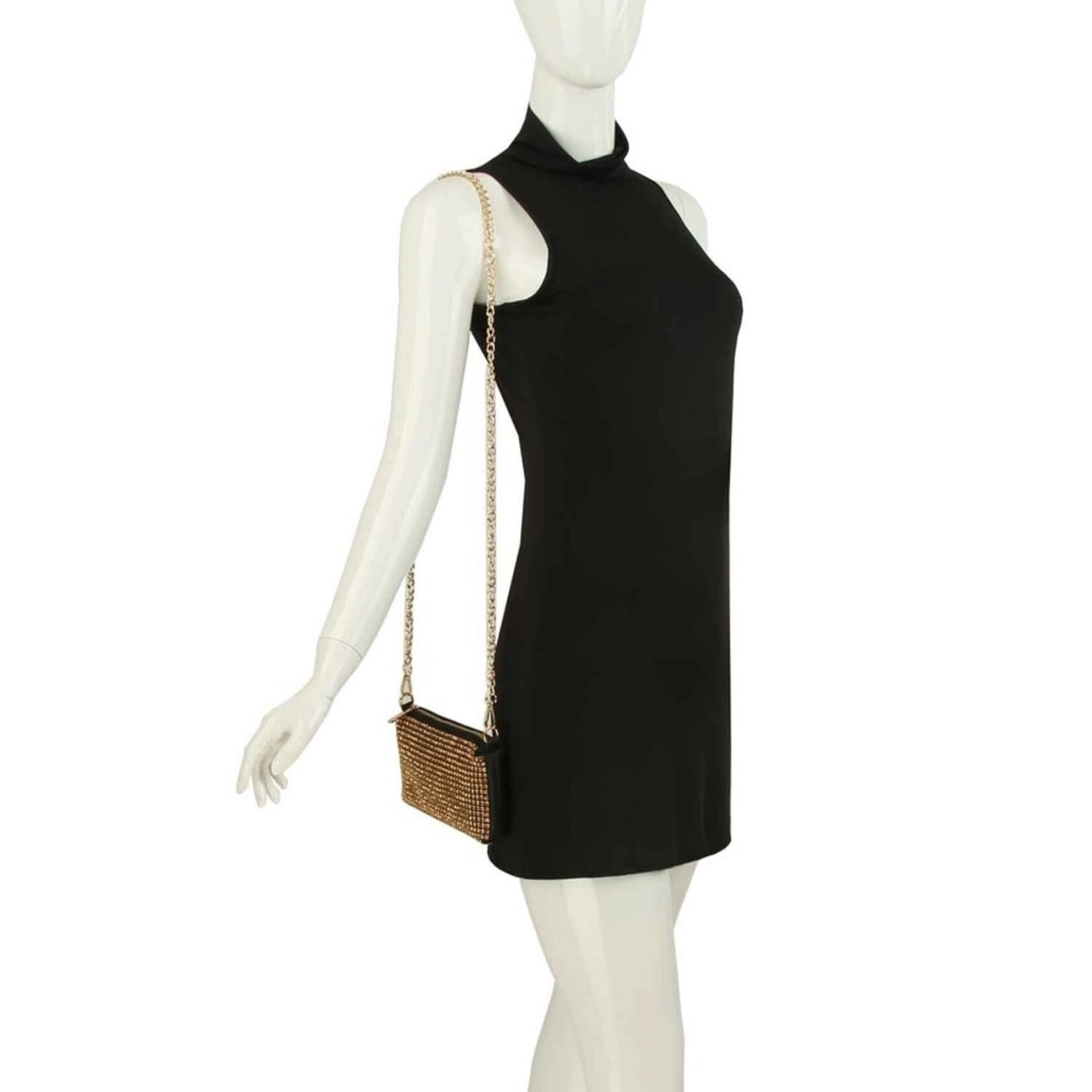 Handbag Express Petite Square Stone Shoulder Bag - Black