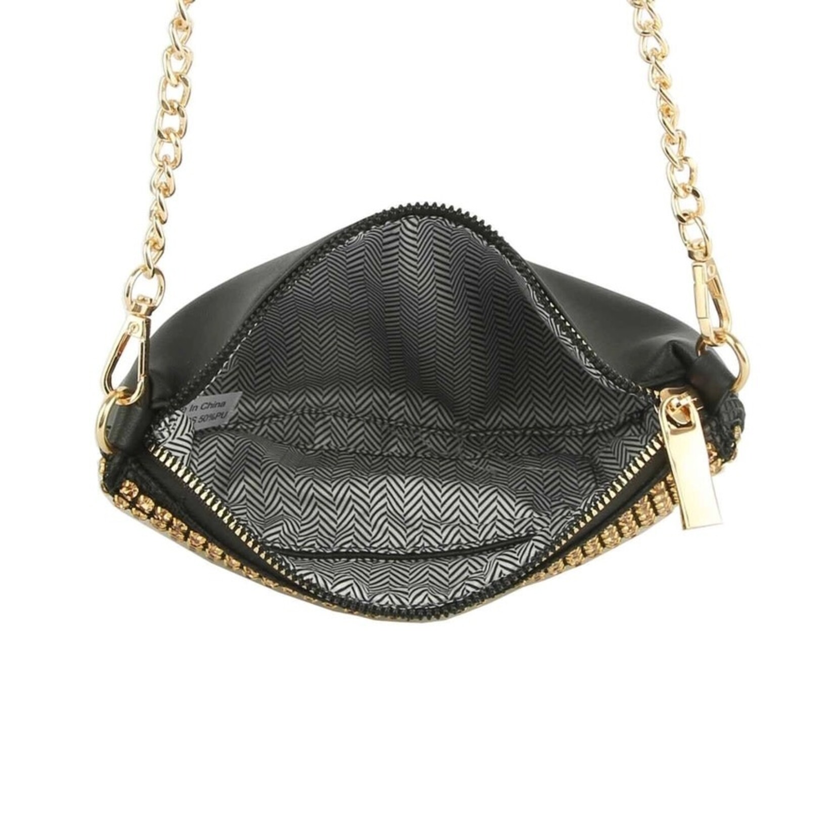 Handbag Express Petite Square Stone Shoulder Bag - Black