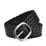 Women's Buckle Pu Patent Leather Belt in Black