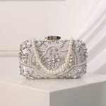 New Handmade Beaded Pearl Vintage Handbag in Silver