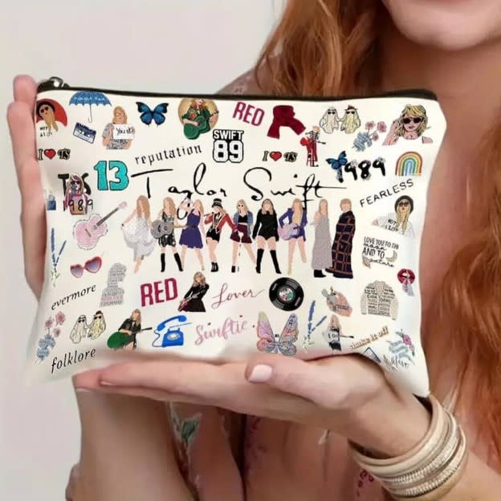 Linen Double-Sided Print Taylor Swift Cosmetic Bag