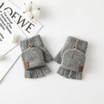 Half Finger Flip Touch Screen Gloves Grey