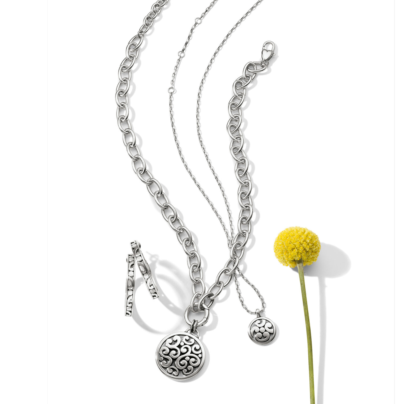 Brighton Contempo Medallion Charm Necklace Silver