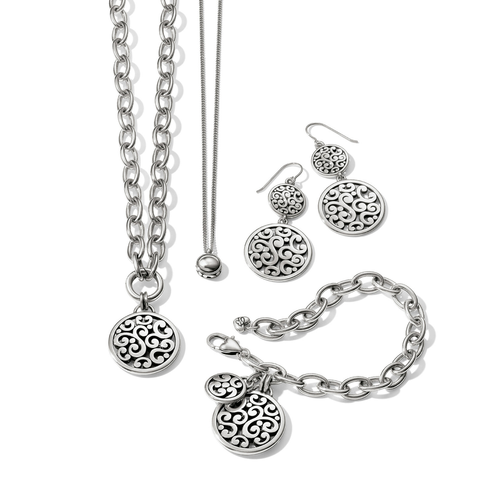 Brighton Contempo Medallion Charm Necklace Silver
