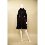 Samuel Dong Stretch Dupioni Coat/Dress w/ Flower Detail in Black