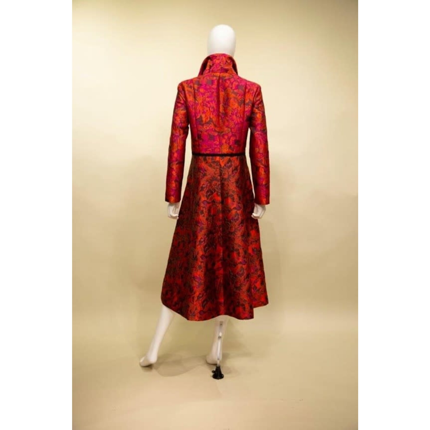 Samuel Dong Jacquard ALine Dress in Red/Fuchsia
