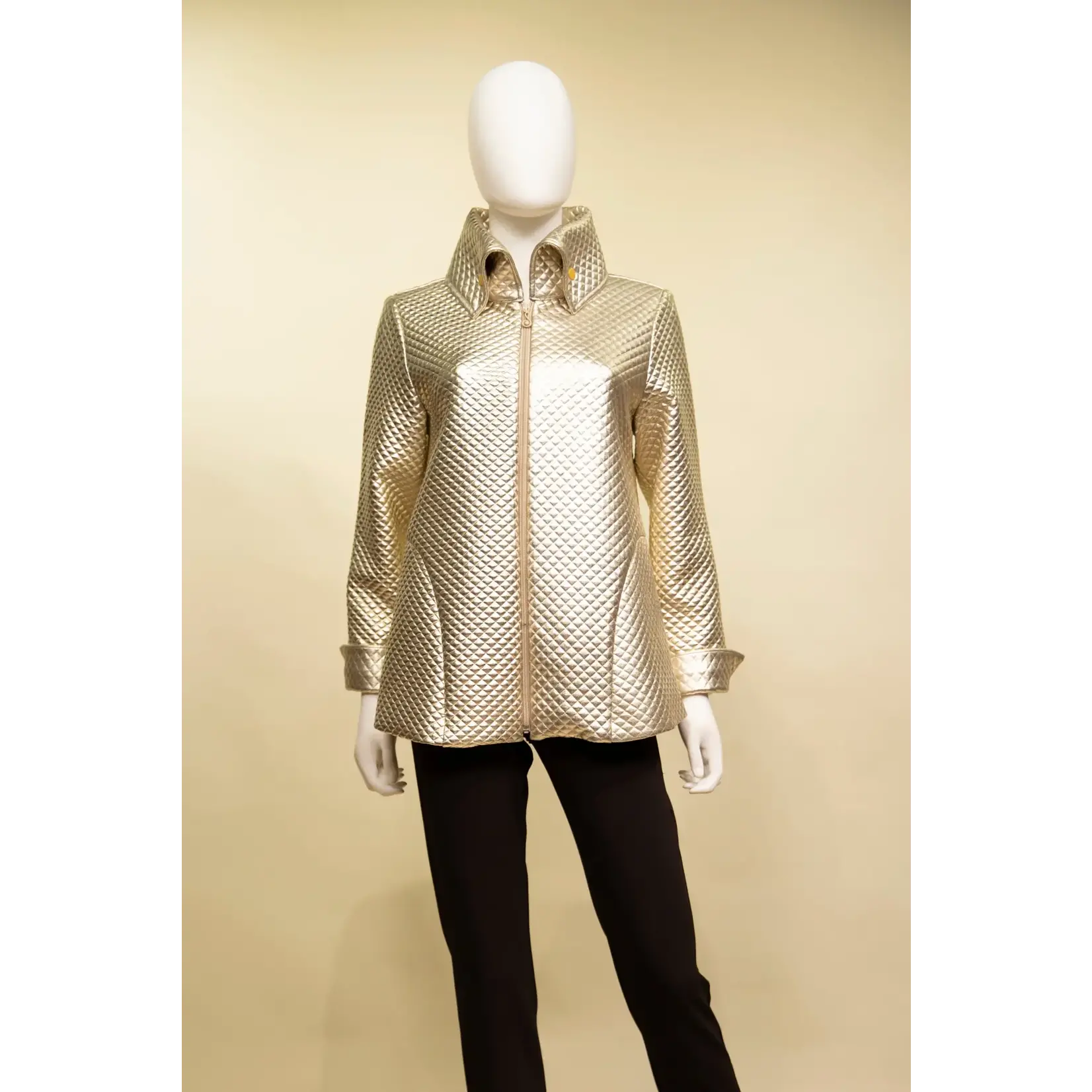 Samuel Dong Reflective Knit Jacquard Jacket in Gold