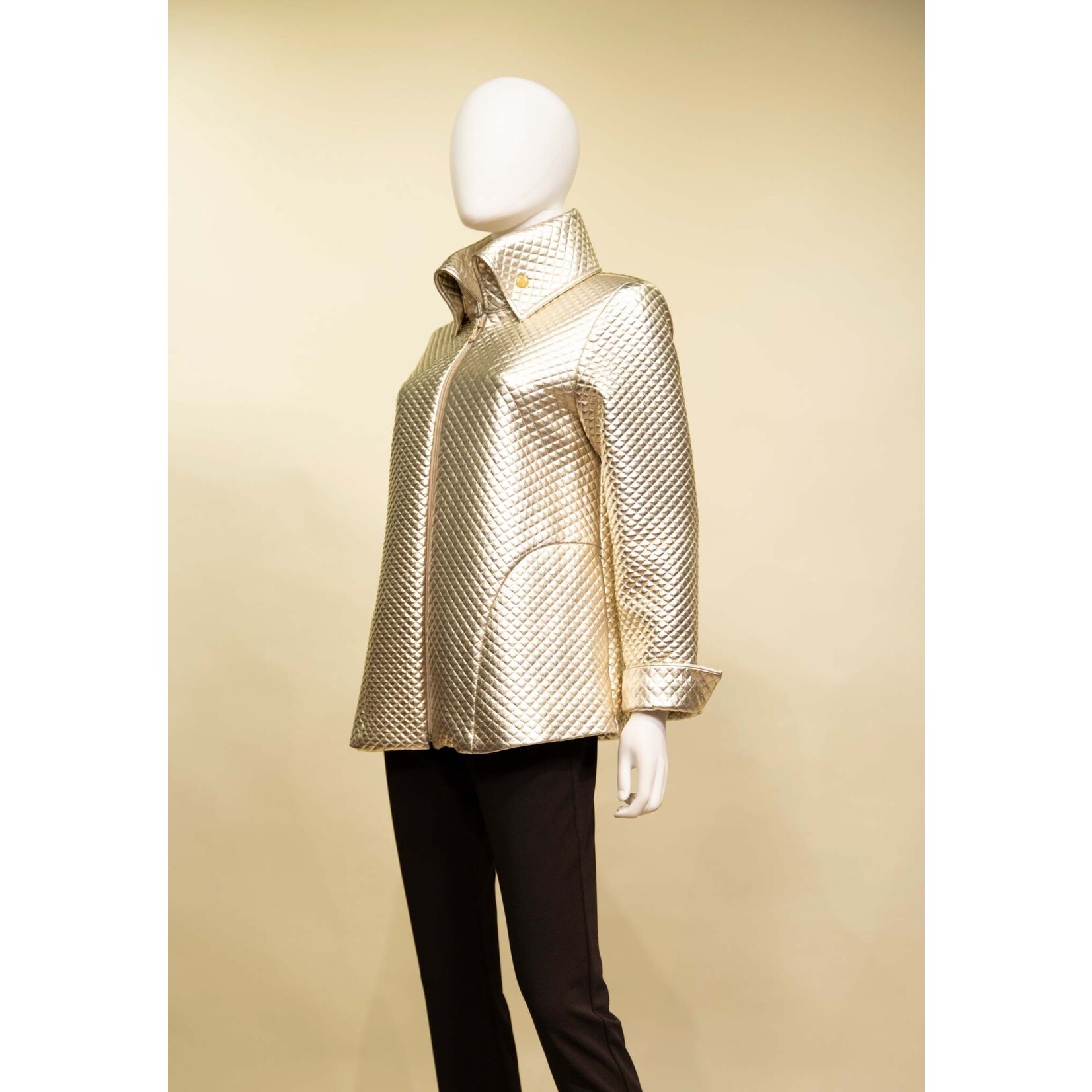 Samuel Dong Reflective Knit Jacquard Jacket in Gold