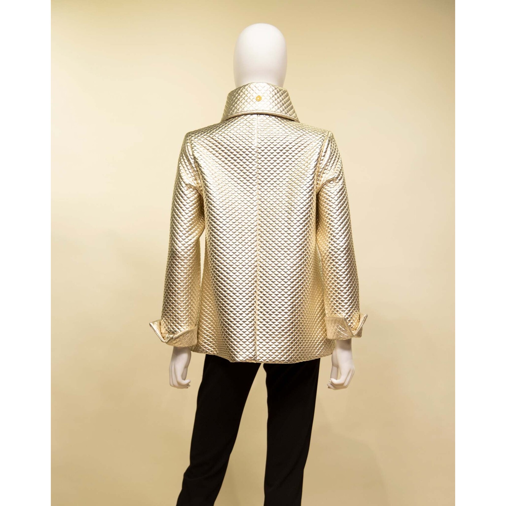Samuel Dong Reflective Knit Jacquard Jacket in Gold