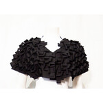 Samuel Dong Ruffle Shawl w/ FrntSnapClsr in Black