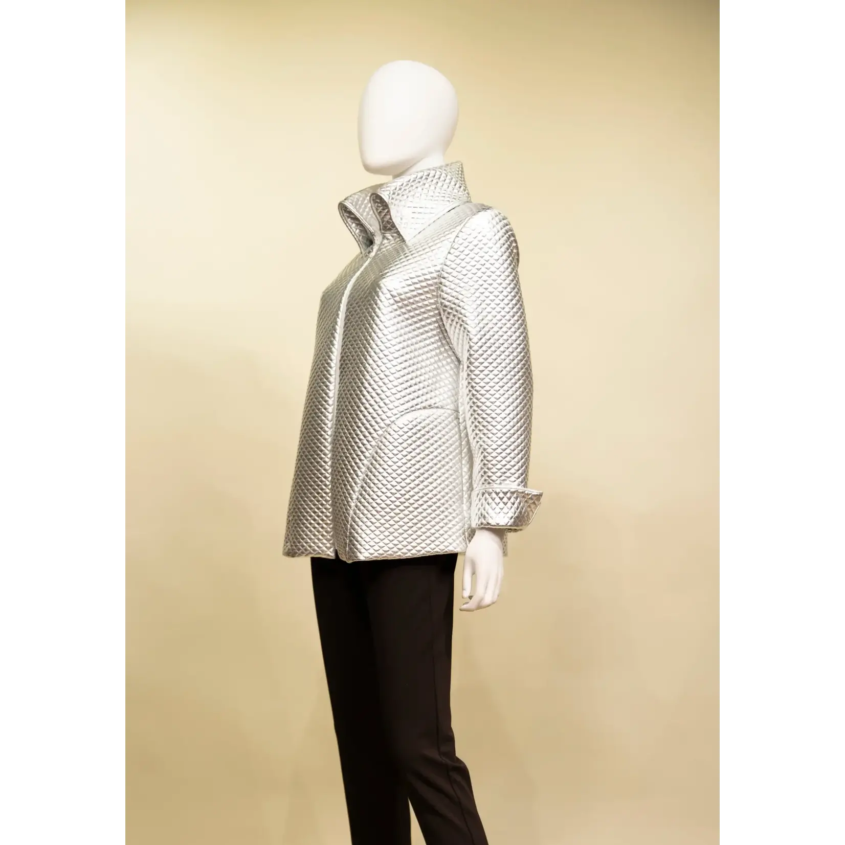 Samuel Dong Reflective Knit Jacquard Jacket in Silver