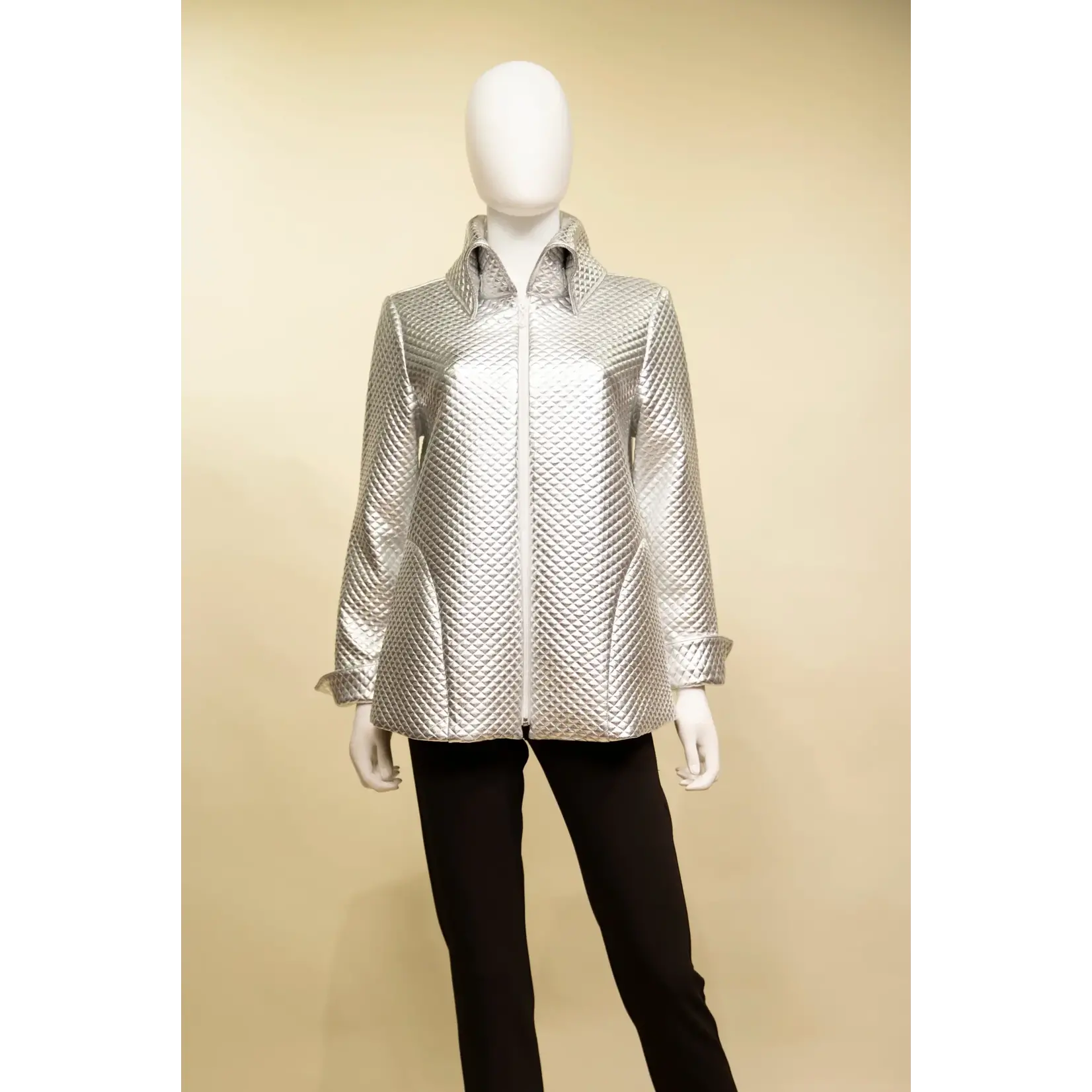 Samuel Dong Reflective Knit Jacquard Jacket in Silver