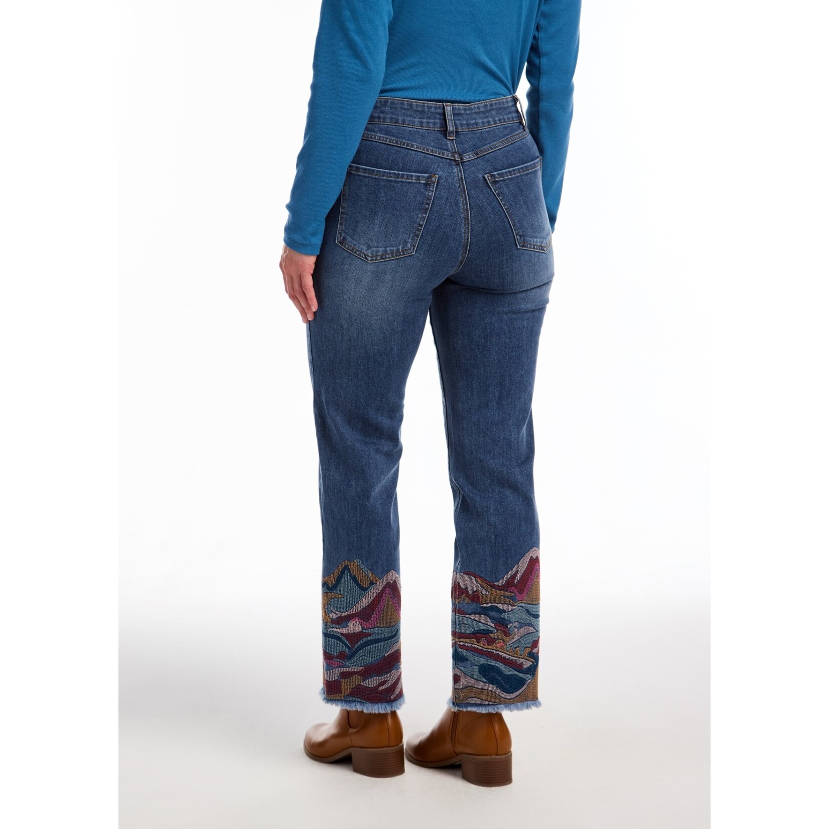 FDJ Christina Straight Ankle w/ Embel Ankle in Dk Indigo