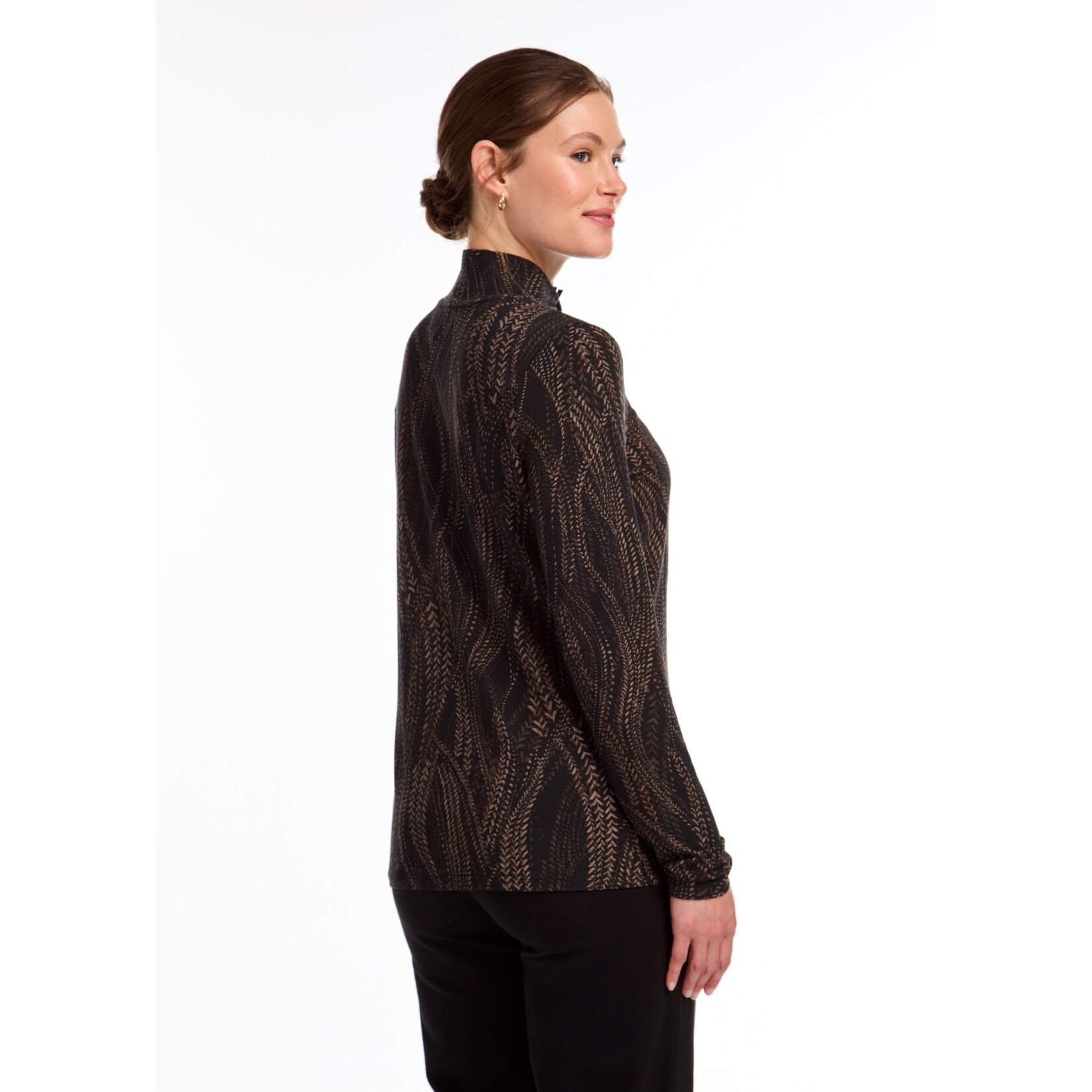 FDJ Long Sleeve Mock Neck Top in Trellis Print
