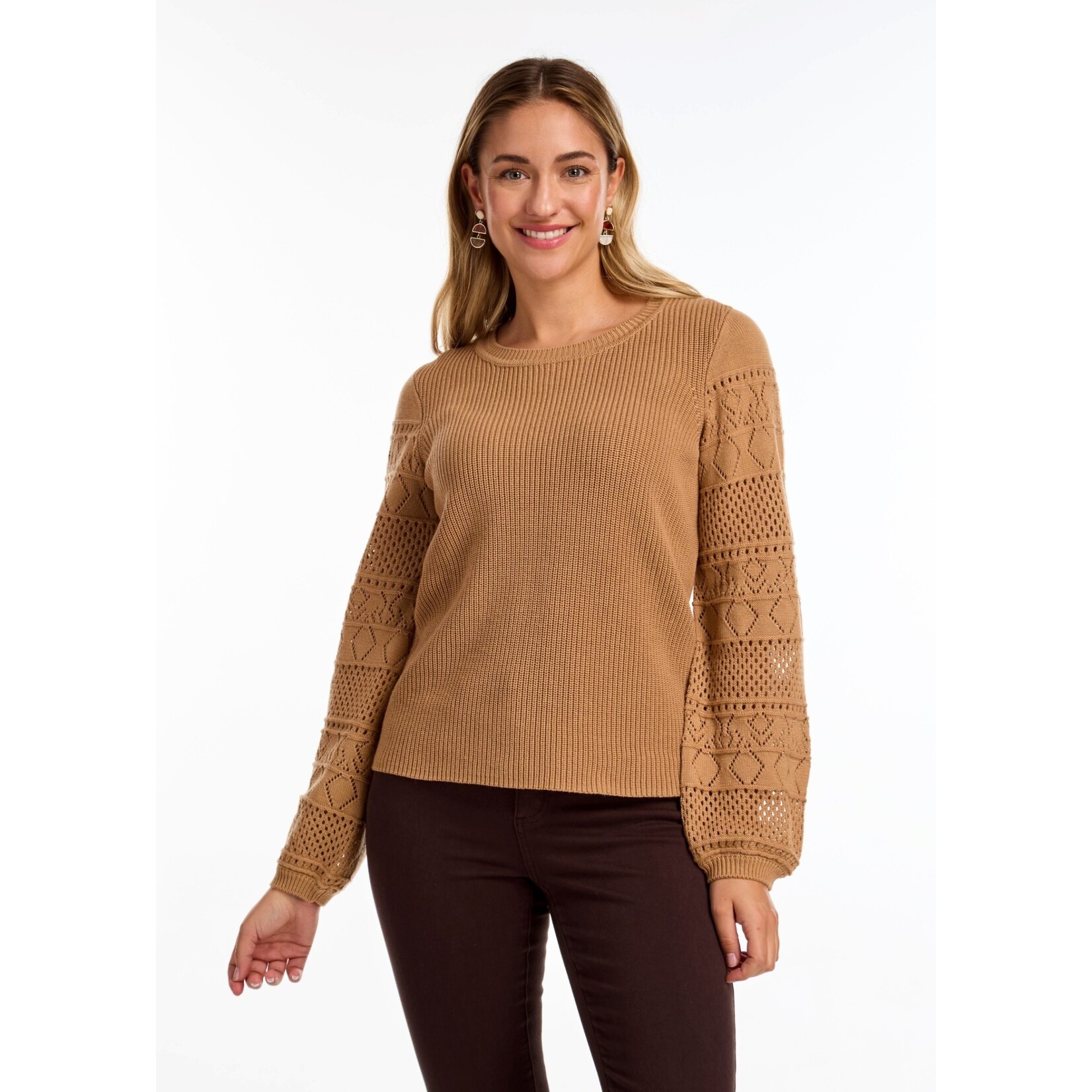 FDJ LS Pointelle Sweater in Cafe Au Lait