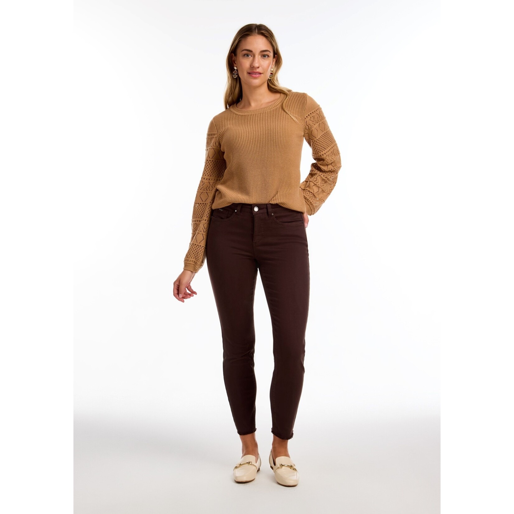 FDJ LS Pointelle Sweater in Cafe Au Lait