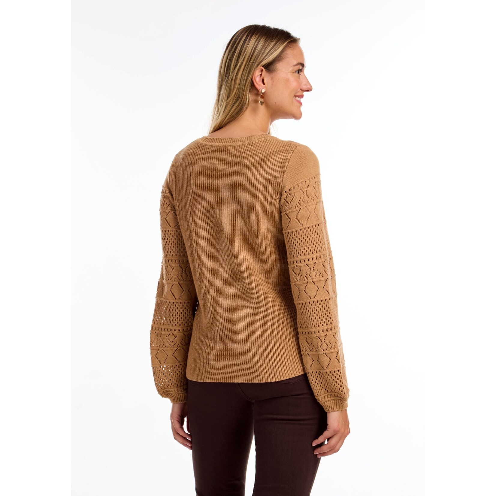 FDJ LS Pointelle Sweater in Cafe Au Lait