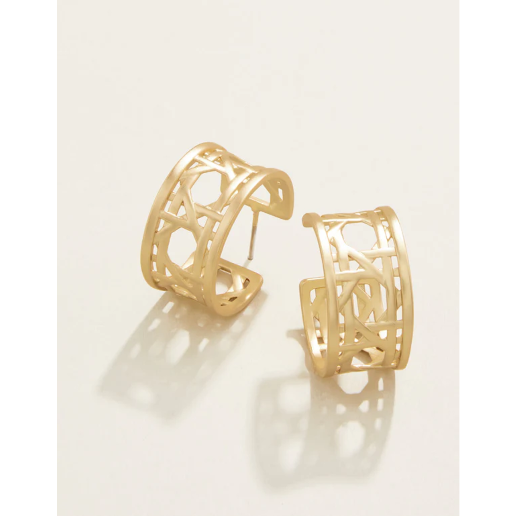 Spartina Cane Midi Hoop Earrings Gold