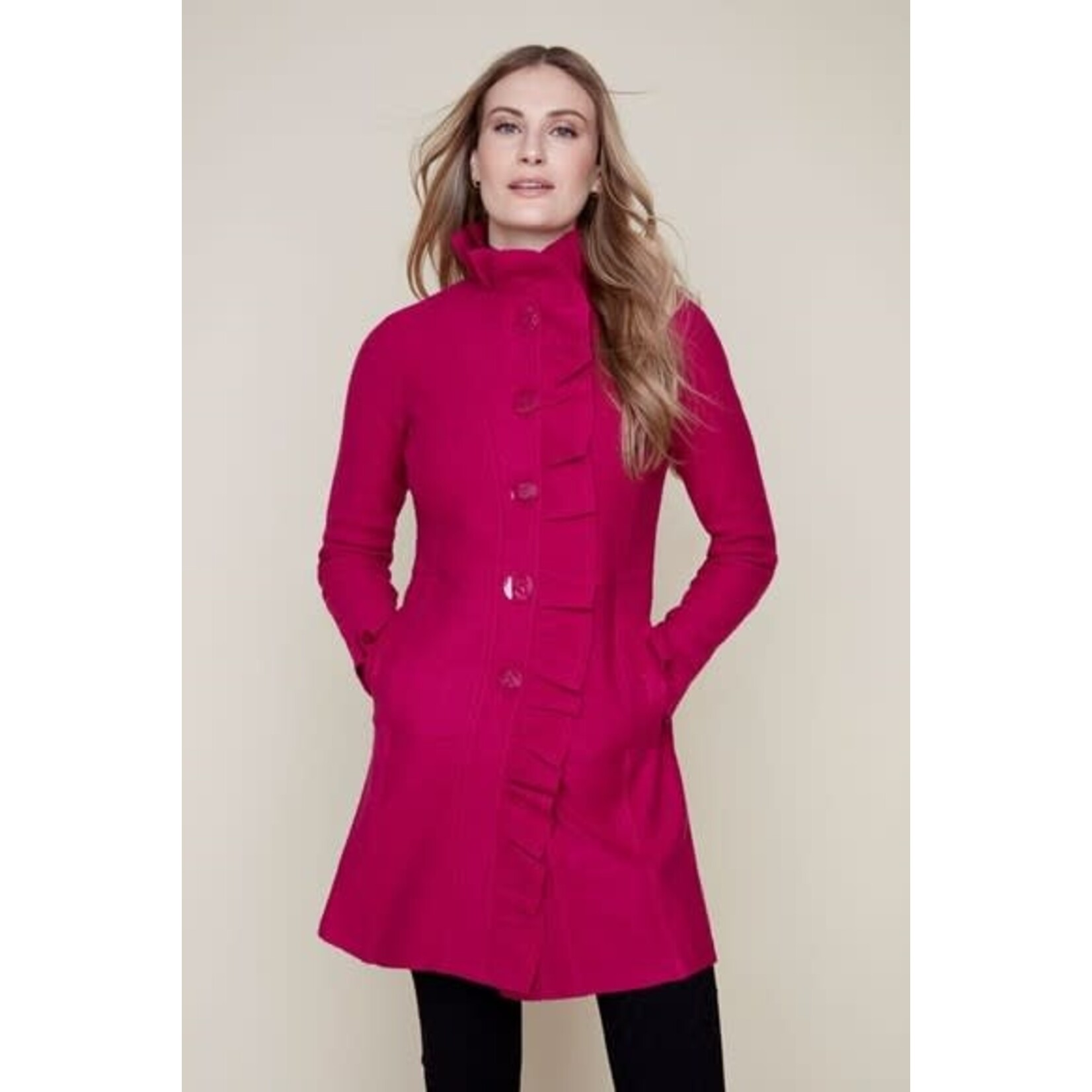 Ruffled Front Knit Jacket in Orchid
