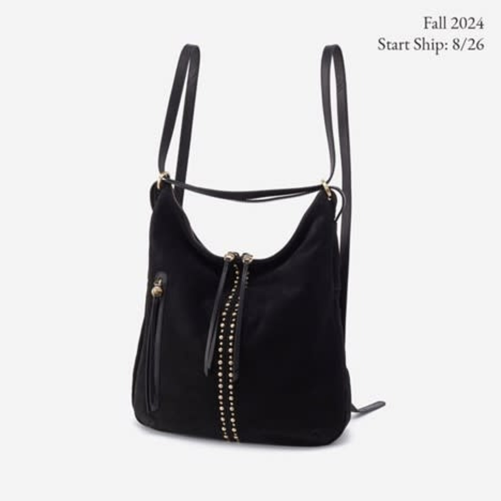 HOBO Merrin Suede Convertible Backpack in Black