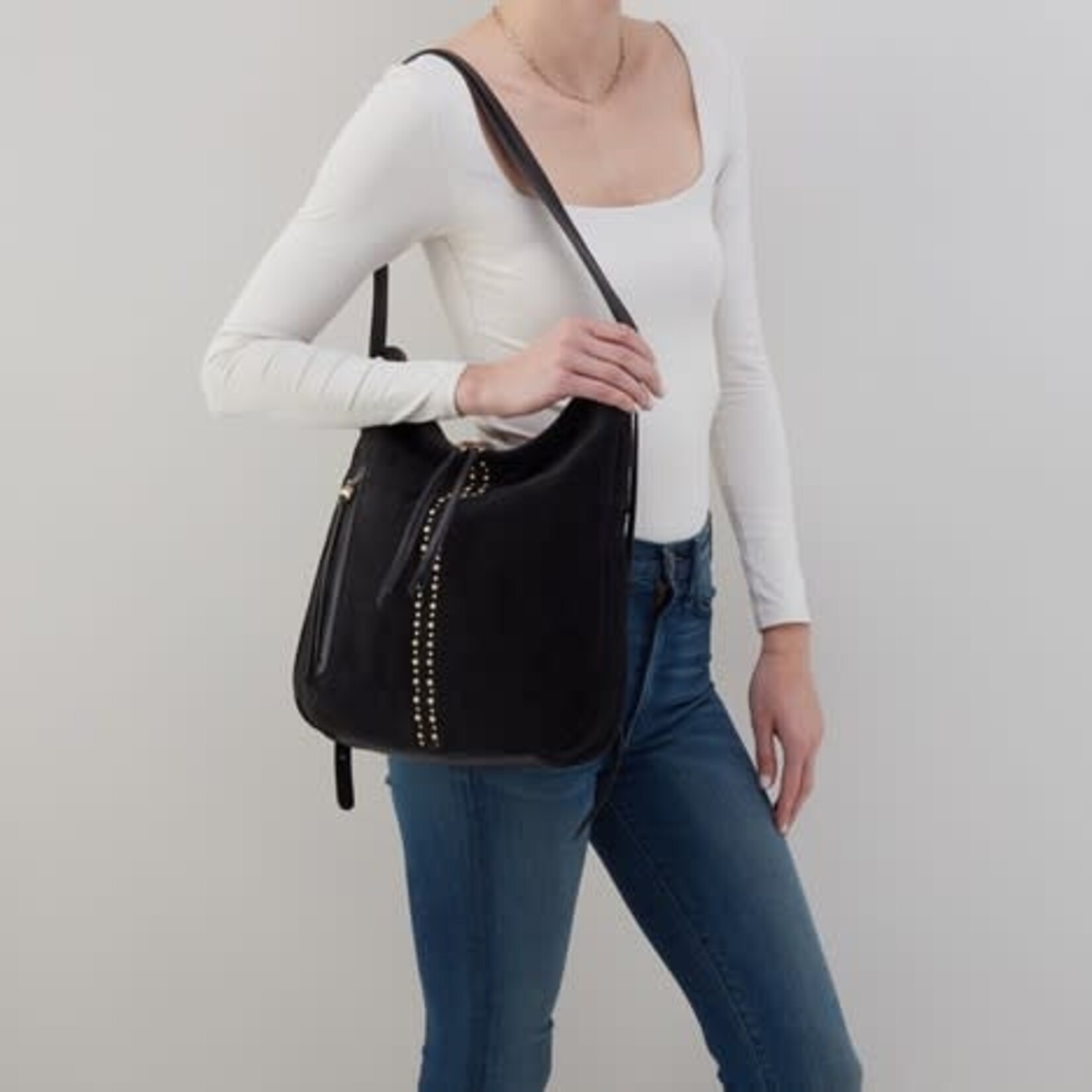 HOBO Merrin Suede Convertible Backpack in Black