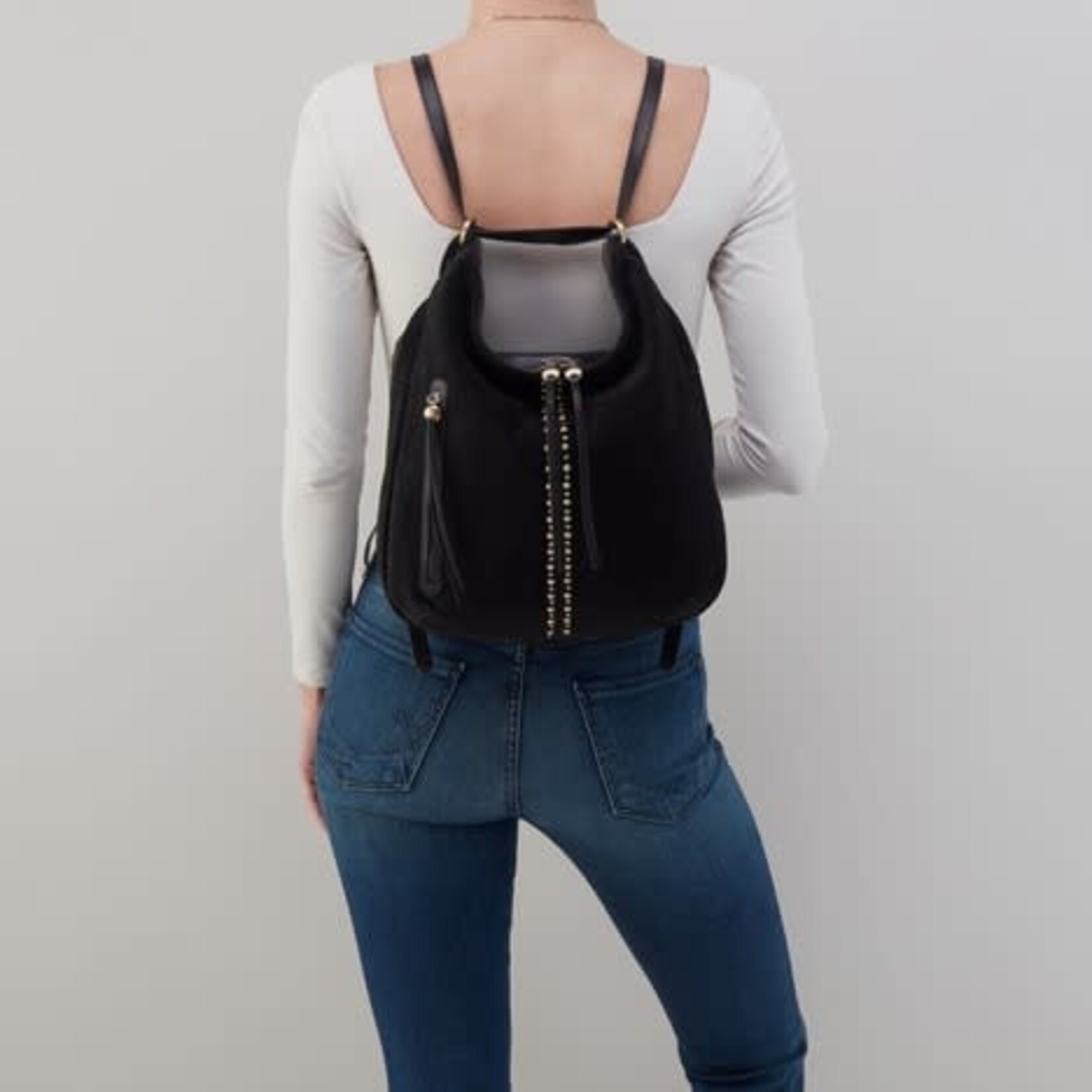 HOBO Merrin Suede Convertible Backpack in Black