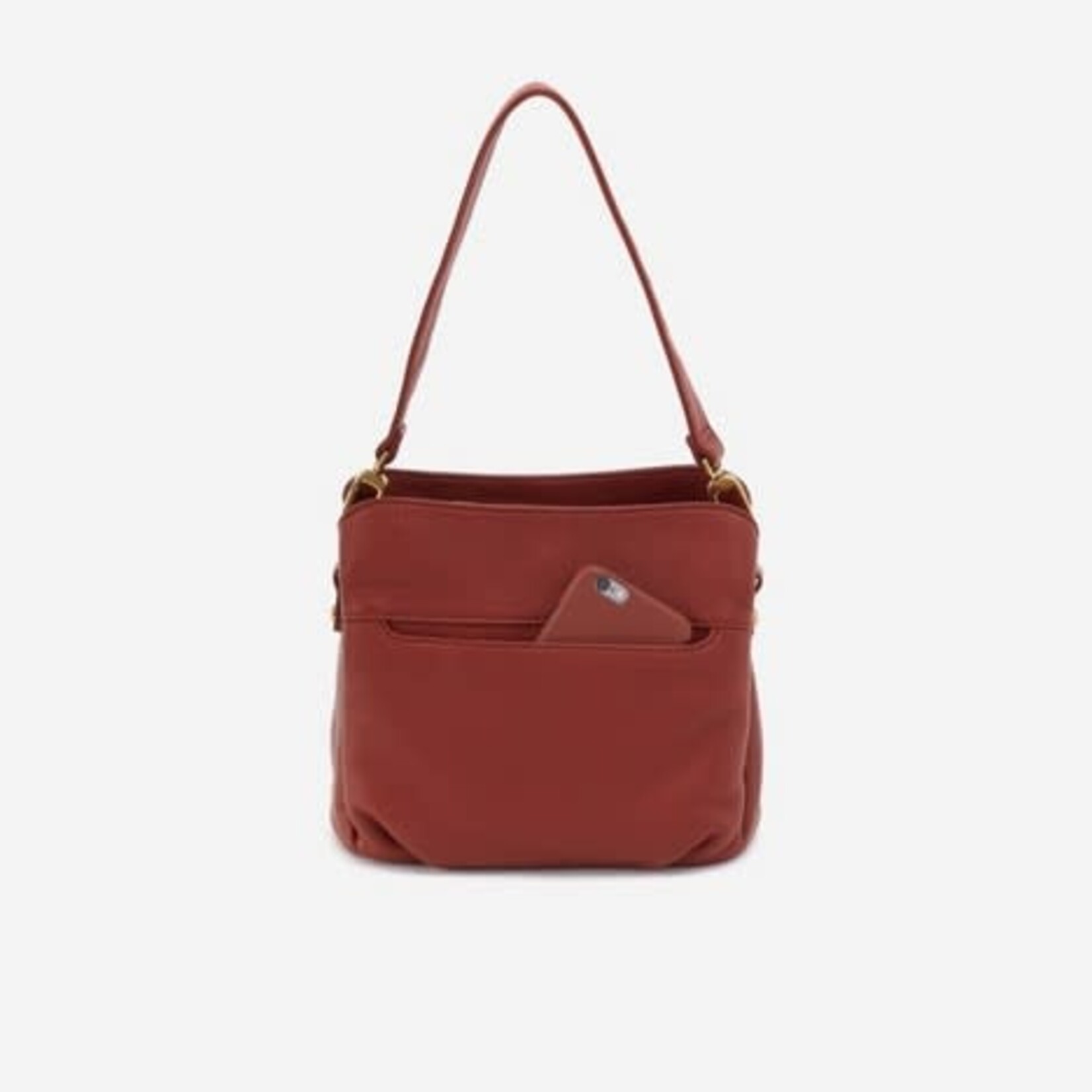 HOBO Starr Pebbled Leather Convertible Shoulder Bag in Rust