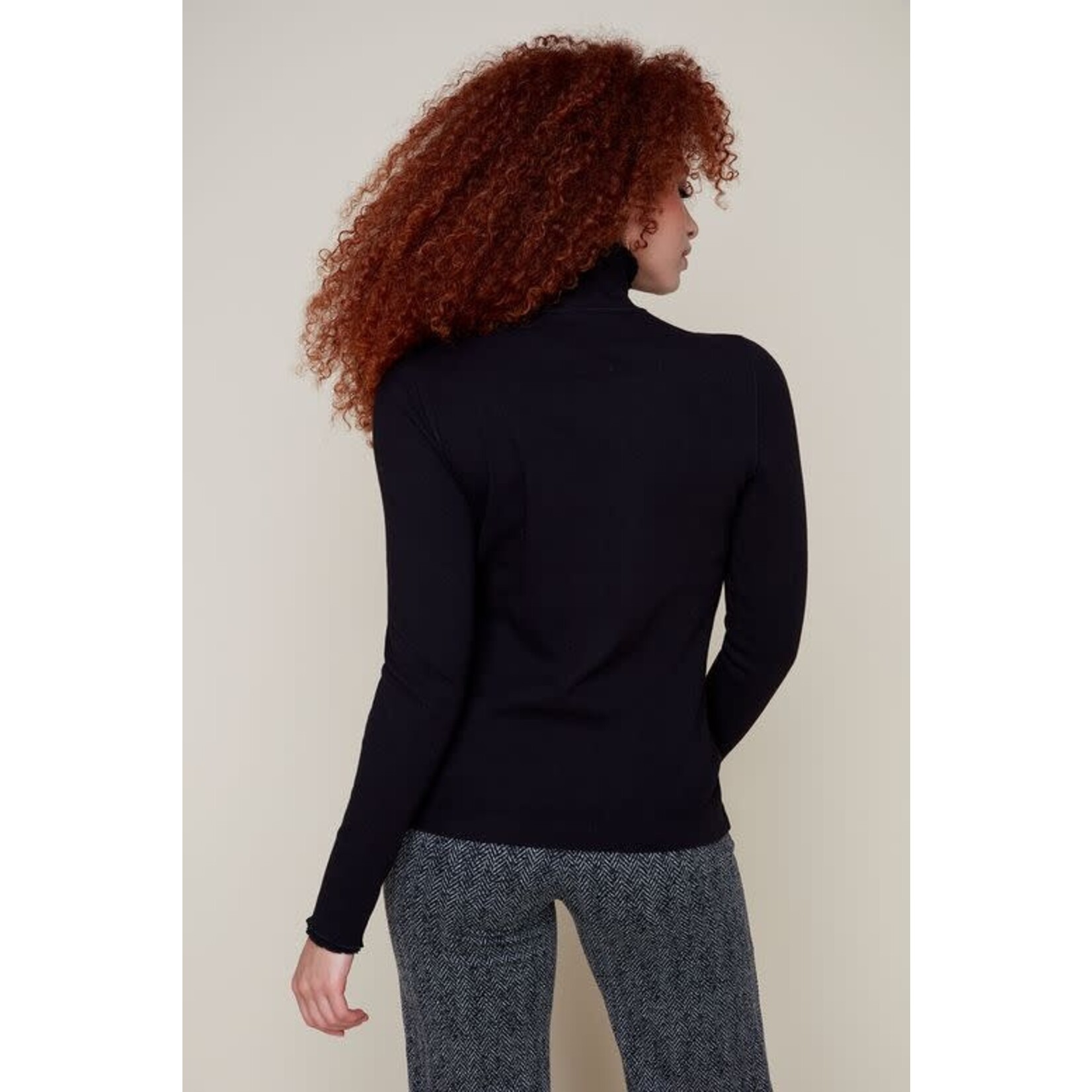 Long Sleeve Mock Neck Top in Black